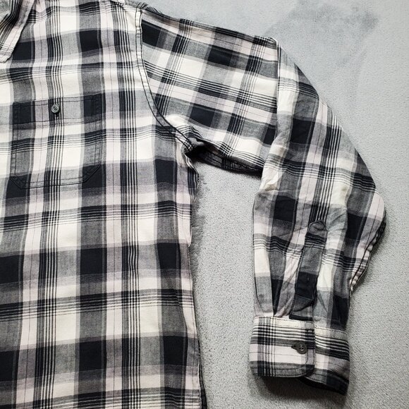 Wrangler Long Sleeve Button Up Flannel Plaid Shirt Black White Men Sz XL - Picture 5 of 9